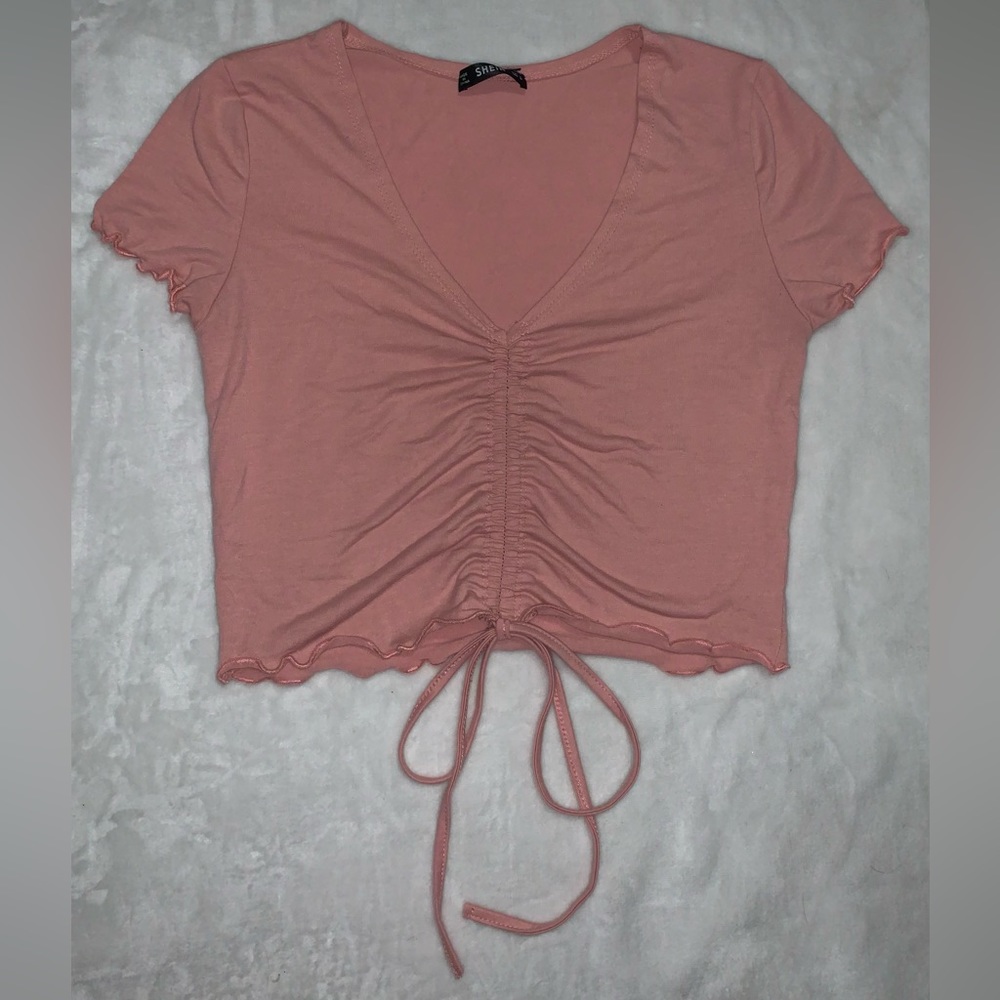 SHEIN Solid Drawstring Crop Top